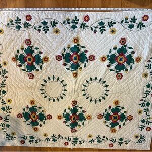 Hand stitched Floral Embroidered Quilt